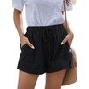 HVEPUO Women's Cotton Linen Shorts, Elastic Band Hot Pants, Summer