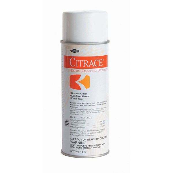 Citrace Hospital Disinfectant & Deodorizer, Citrus, 14oz Aerosol, 12/Carton