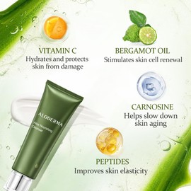 Aloderma- Gel limpiador facial reafirmante y nutritivo elaborado con aloe vera orgánico: gel limpiador facial hidratante para pieles secas y envejecidas