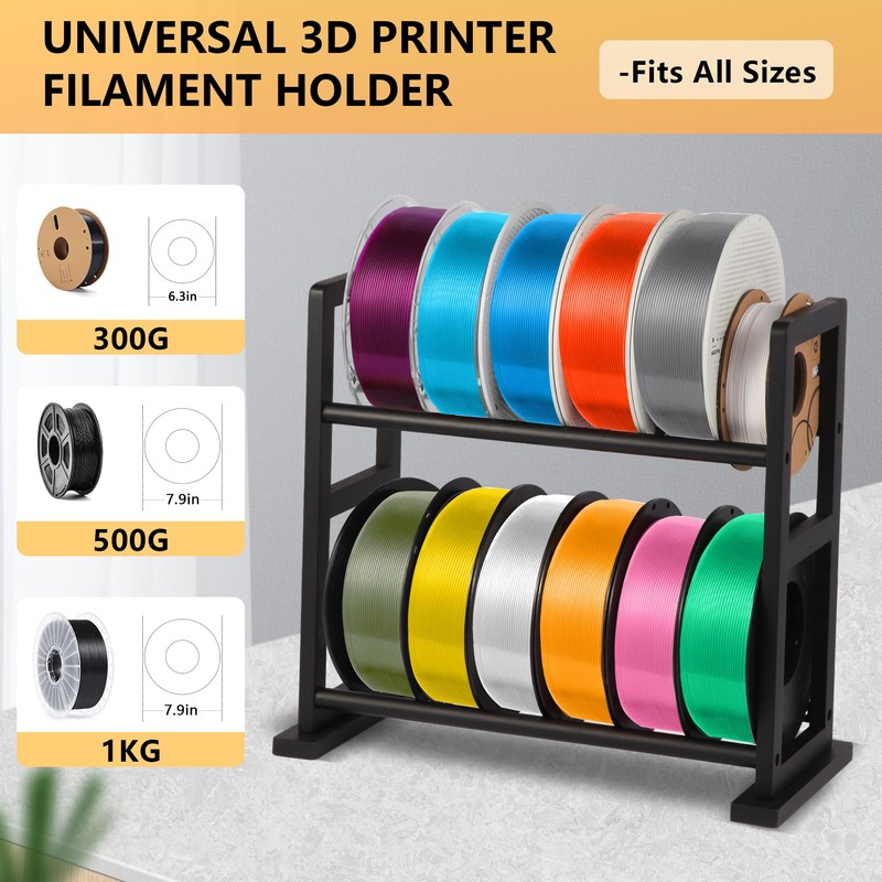 Onemacc 3D Printer Filament Storage Rack Desktop, Wooden 3D Printer