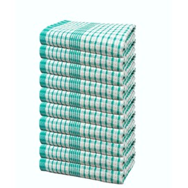 Lyra Linens - 100% Cotton Wonderdry Checked Tea Towels As Seen In Professional Restaurants & Hotels - Durable Long Lasting & Absorbent - x3 Colours To Choose From (2, Green)