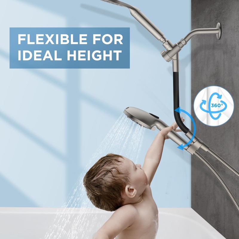 MakeFit Dual Filtered Rain Shower Head Combo, High Pressure Handheld