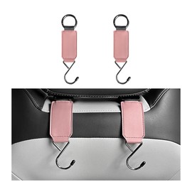 KHGUZ Car Headrest Hooks, 2PCS Adjustable Vehicle Seat Back Storage Hanger Holder, Hanging Organizer for Handbags Purses Coats and Grocery Bags, Universal Automotive Interior Accessories (Pink)