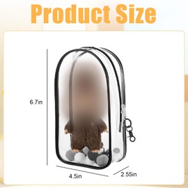 Mowouhn Large Clear Figure Display Bag with Keychain Case Blind Box Keychain Carrying Case Lipstick Charm for Collectibles, Christmas Gifts for Women,White Elephant Gifts