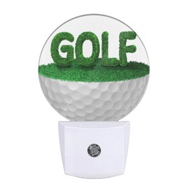 Uanvaha Golf Ball Night Light Half Golf Ball with Grass Golf Course Grassland Night Lights Plug into Wall with Dusk to Dawn Sensor for Boys Men Room Decor & Golfer Gifts