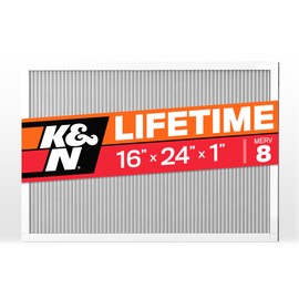 K&N 16X24X1 HVAC Furnace Air Filter, Lasts a Lifetime, Washable, Merv 8, the Last HVAC Filter You Will Ever Buy, Breathe Safely at Home or in the Office, HVC-8-11624