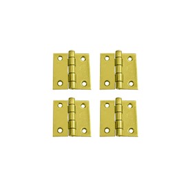 QCAA Square Door Butt Hinge, Heavy Gauge, Swaged, Loose Pin, 2"x2"x2.0mm, Brass Plated, Made in Taiwan, 4 Pack