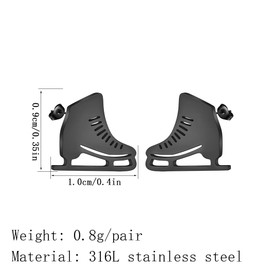 Hockey Skating Earring Stainless Steel Minimalist Stud Earrings for Women Men Hollow Fitness Jewellery Gift, Stainless Steel