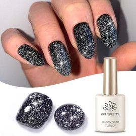 Born Pretty UV Nagellack Glitzer Schwarz Reflektierendes Gel Nagellack UV LED Soak off Manicure Gel Lacquer Varnish