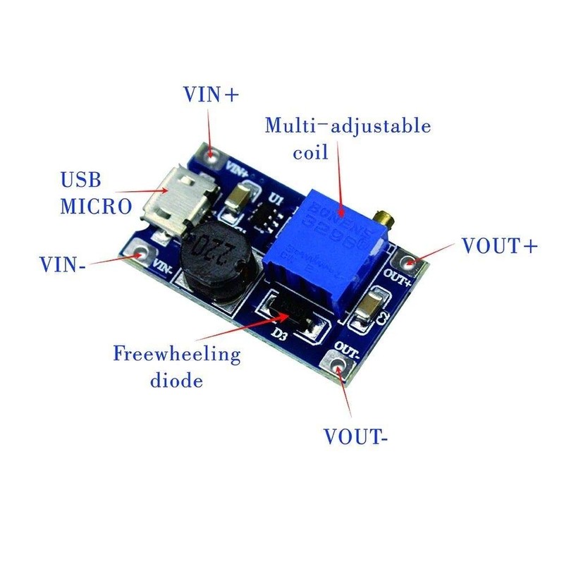 TECNOULAB 5pcs 2A Booster DC-DC Step Up 2/24V to 5/12/28V