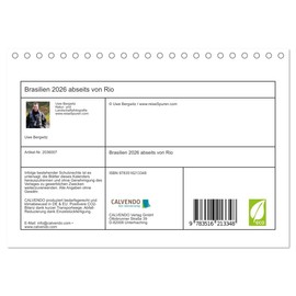 Brasilien 2026 abseits von Rio (Tischkalender 2026 DIN A5 quer), CALVENDO Monatskalender