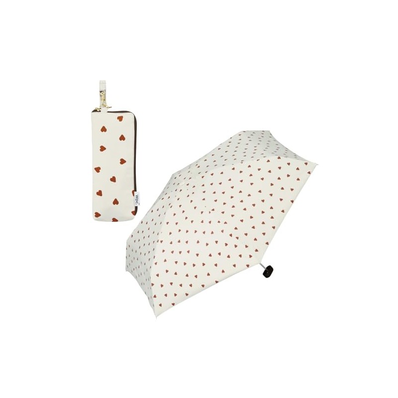 2025 Wpc. 801-14828-102 Women's Folding Umbrella, Mini, Jagged Heart, Light