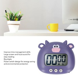 Kitchen Timer, Large Digit Cartoon Animal Portable Digital Timer for Teaching (Purple Cow)