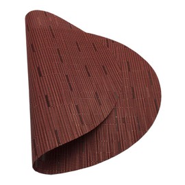 Placemats,Red-A Imitation Bamboo Oval Woven Vinyl Heat Resistant Placemats Washable Table Mats for Kitchen Table Set of 4,Wine