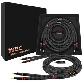 WORLDS BEST CABLES 3 Foot Ultimate - 7 AWG - Ultra-Pure OFC – Extra Premium Audiophile HiFi Speaker Cable Pair with Eminence Gold Banana Plugs & Carbon Tweed Jacket