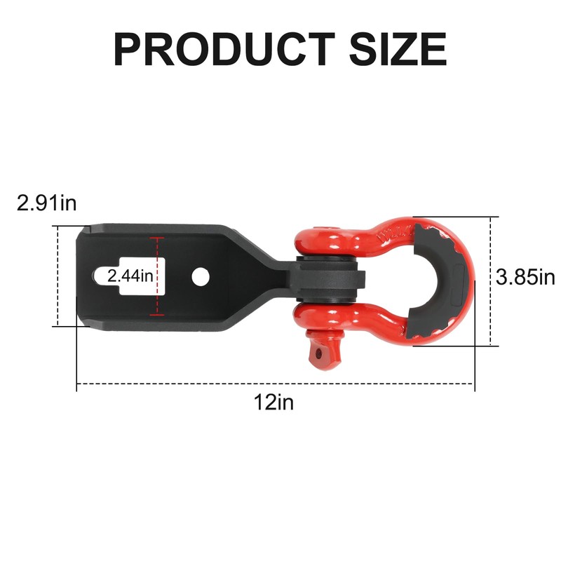 Front Tow Hook Shackle Mount Kit Compatible with Ford F150