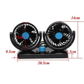 2 Speed Car Fan 12V Electric Car Vehicle Fan 360 Degree Rotating Adjustable Dual Head Car Auto Cooling Air Fan - Powerful Quiet 2 Speed Change Summer Cooling Air Circulatory Low Noise for Rear Seat