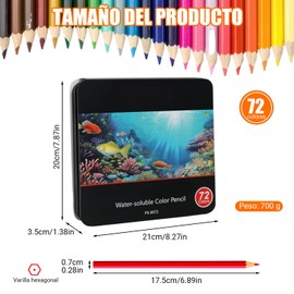 72 de Colores Juego de Lápices de Colores Profesionales, Juego de Dibujo y Escritura, Lapices de Colores, Kit de Colores de Madera para Adolescentes, Amantes de La Pintura, Estuche de Hierro Portátil