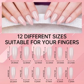 288 Piece Nail Tips Set, Nail Tips Set, Nail Tips for Gel Nails, Gel Artificial Nails, French Artificial Fake Art Nail Tips, 12 Sizes, DIY Artificial Nails with Box, Cuticle Pusher and Nail File