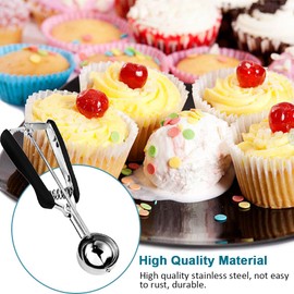 Ice Cream Scoop, Stainless Steel Ice Cream Scoop for Baking, Melon Ball Muffin Scoop, Cookie Scoop, Easy to Release with Soft Grip (1, 3cm)