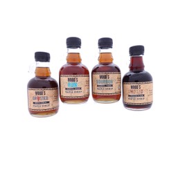 Set of Four Pure Vermont Maple Syrup - Bourbon, Rum, Ghost Pepper and Smoked - in Glass Jugs