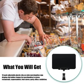 URCHUZE 10 Pack Double Head Display Clips, Reuse Sign Merchandise Price Tag, Display Clip Holder, Mini Erasable Plastic Chalkboard Sign with Clip for Business, Party, Office, Exhibition, Supermarket