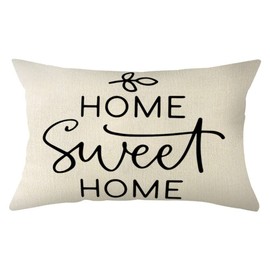 Ogiselestyle Home Sweet Home Throw Pillow Cover, 12 x 20 Inch Farmhouse Home Cushion Case Decoration for Sofa Couch