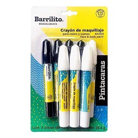 Barrilito Pintacaras Crayones Base Negro y Blanco 8 Pzas