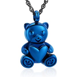 Teddy Bear Cremation Urn Nekclaces Ash Jewellery for Men Women Heart Memorial Urn Keepsake Locket Pendant Ashholder