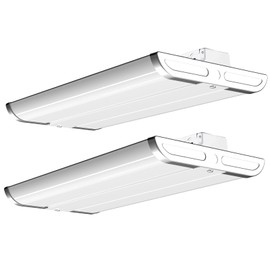 Lightdot 2 Pack LED High Bay Shop Lights, 4FT (Dimmable Remote) 240W 33600LM [Eqv.1000W MH/HPS] 5000K Daylight Linear Hanging Light for Garage Warehouse Gyms, 10 Lamp Fluorescent Fixture Replacement