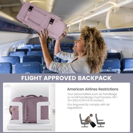 LOVEVOOK Travel Backpack for Women, TSA Personal Item Travel Bag fits 17.3" Laptop, Carry On Backpack for Weekender Business Hiking, Purple