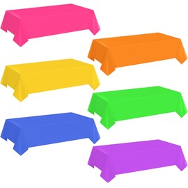 PEMOTYST Neon Color Tablecloth Assorted Color Plastic Tablecloth Disposable Colorful Rectangle Table Covers 54 x 108 Inch for Picnic Wedding Birthday Party Supplies (Neon Color)