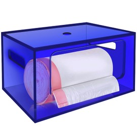 Stackable Trash Bag Holder Dispenser Under Sink Extra Large Acrylic Garbage Bag Storage Organizer with Top and Handles for Kitchen Laundry Room Pantry Cabinet, Klein Blue