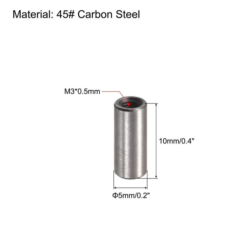 sourcing map M3 Internal Thread Dowel Pin 10pcs 5x10mm Chamfering