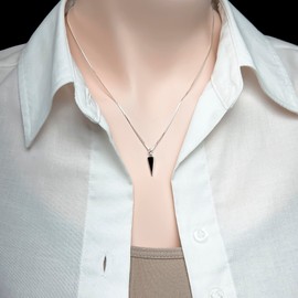 Black Onyx Triangular Drop Necklace for Women, Sterling Silver Black Onyx Triangle Drop Necklace, Minimalist Layering Necklace (20 inchces)