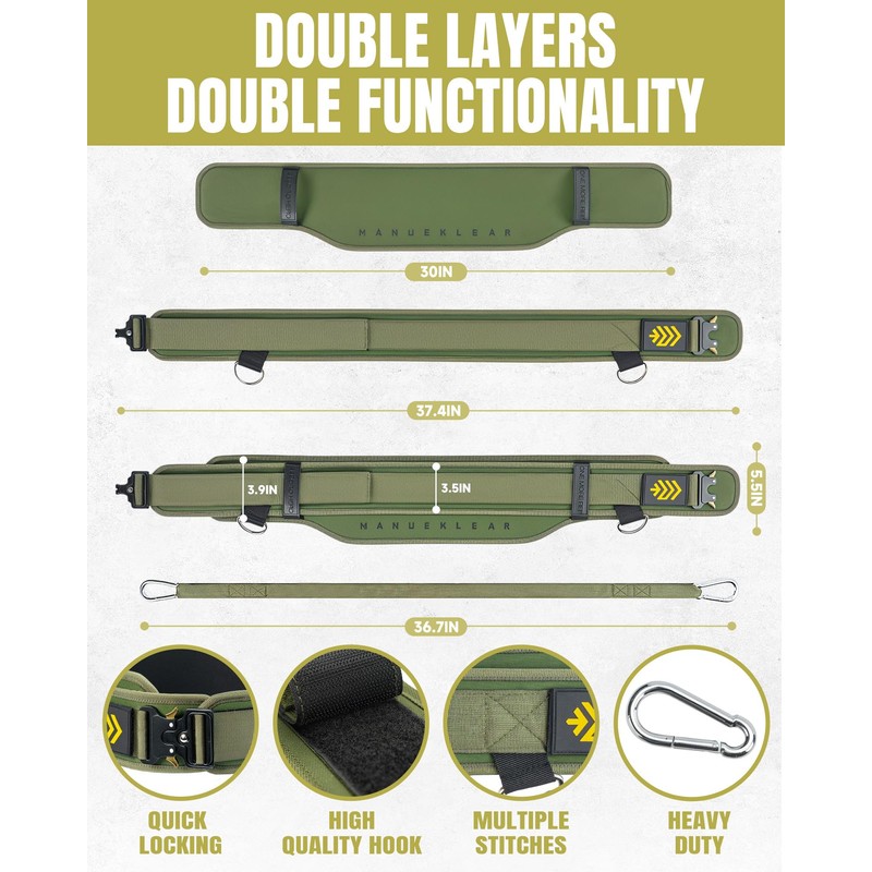 MANUEKLEAR Quick Locking Weighted Belt, Double-Layer Dip Belt for Weight