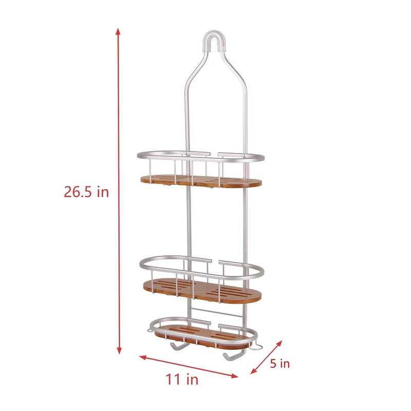 Utopia Alley Tia Rustproof Shower Caddy, Teak, 3 Shelves