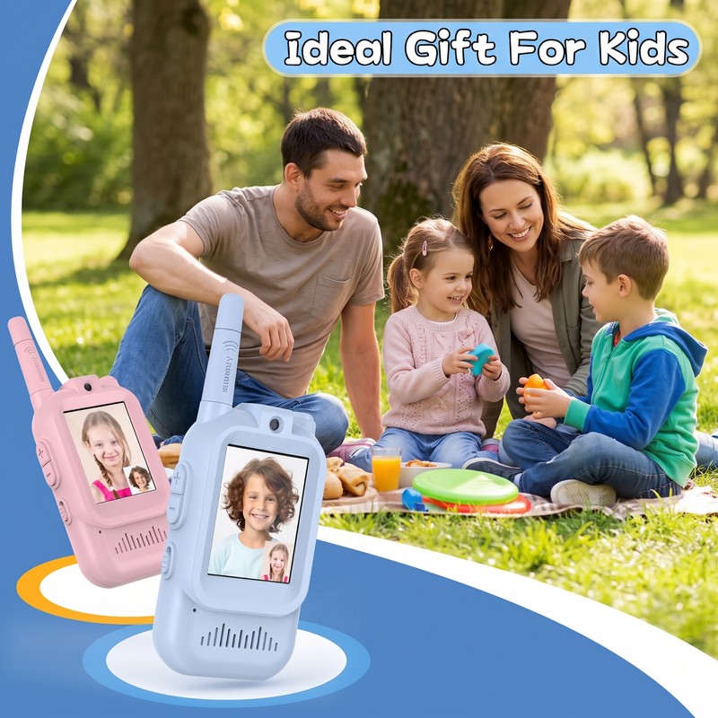 2PC Video Walkie Talkies for Kids – Rechargeable Two-Way Communication