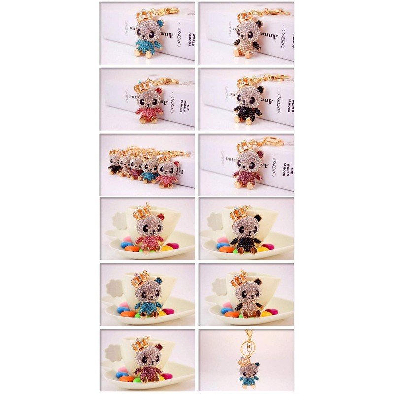 Grtdrm Cute Panda Shape Crystal Rhinestone Sparkling Keychain Bag Pendant