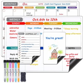 Dry Erase Magnetic Calendar for Refrigerator, 4 Pack- Monthly & Weekly & Daily Planner Magnet Whiteboard for Fridge Wall Door - Shopping, Meal/Menu, To Do List, Family Schedule Planning Board