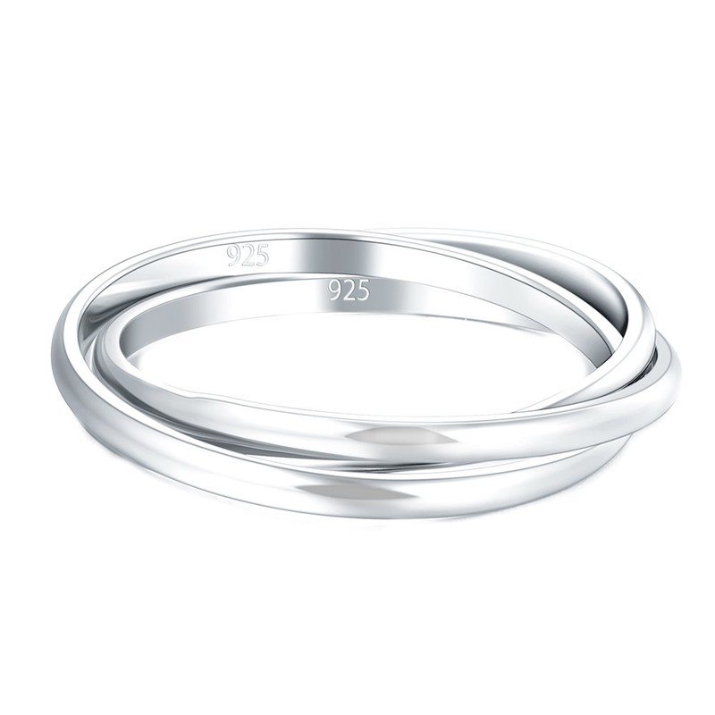 BORUO 925 Sterling Silver Ring, Fidget Ring Anxiety Ring, Triple