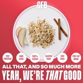 The GFB Apple Cinnamon Protein Oatmeal Cups - Unique Pop-Up Bowl - Gluten Free, Plant Based, Non GMO, Sustainably Made - Ridiculously Tasty, Healthy, Vegan Protein Instant Oatmeal, 2 oz (6 Count)