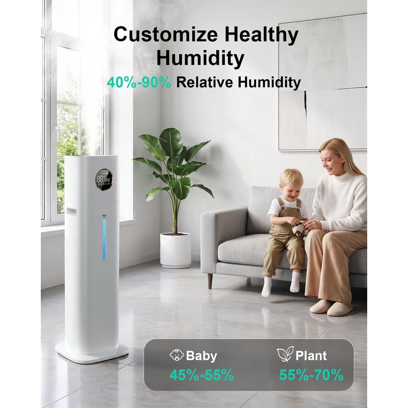 Cool Mist Humidifiers for Large Room 800ft²,13L 100H Runtime, 25dB