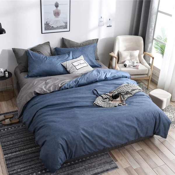 Boqingzhu Reversible Bedding, 2-Piece Plain Soft Microfibre Bed Linen Set,