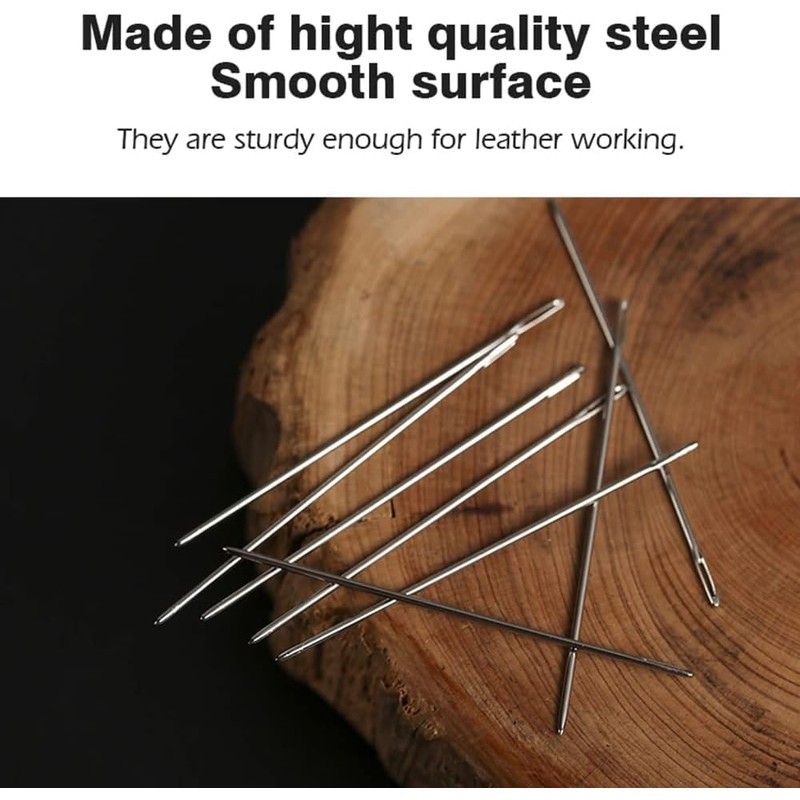 WUTA 24 Pcs Leather Sewing Needles with Black Wood Case,
