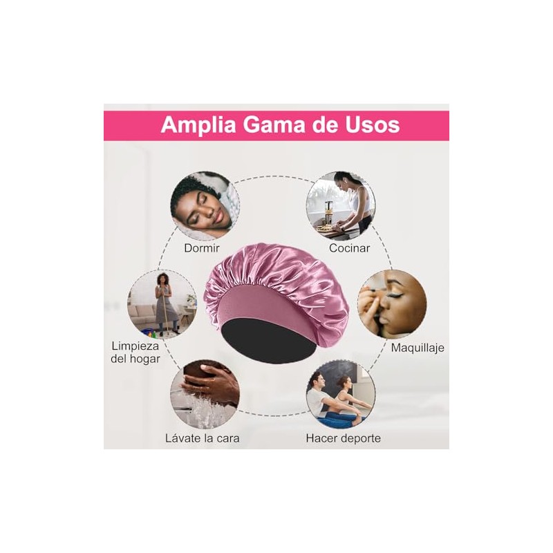 6 Piezas Gorro de Seda para Dormir Ajustable, Capó Gorro