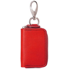 Berkut Tochigi Leather, Luxury Jeans, Genuine Leather, Smart Key Case, 3 Layers, Canabira KYY Zipper, Made in Japan, red