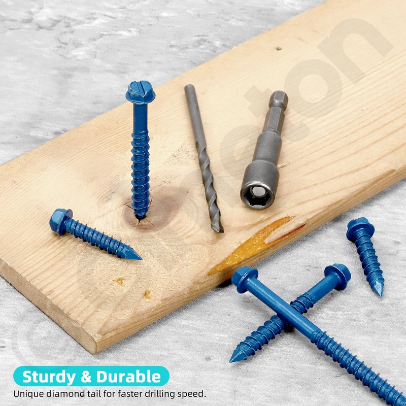 Cimeton 52PCS 1/4” x 1-1/4” Blue Slotted Hex Washer Head