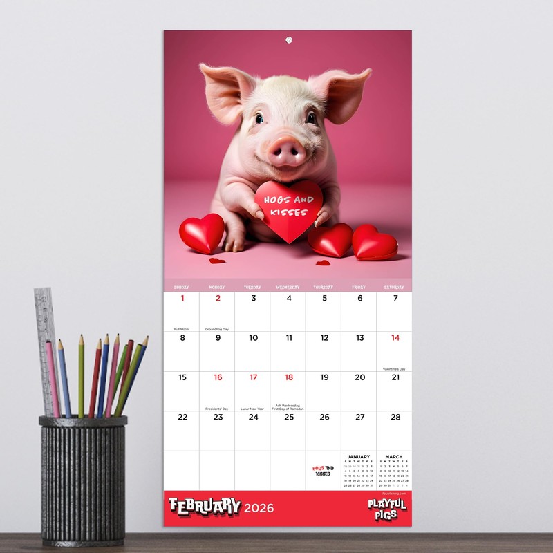 2026 Playful Pigs Mini Calendar