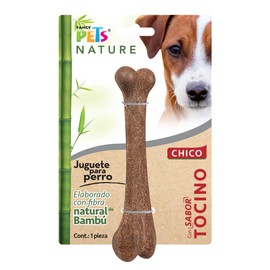 Fancy Pets Juguete Hueso para Morder con Fibra de Bambú Sabor Tocino para Perro Tamaño Chico                                                          
